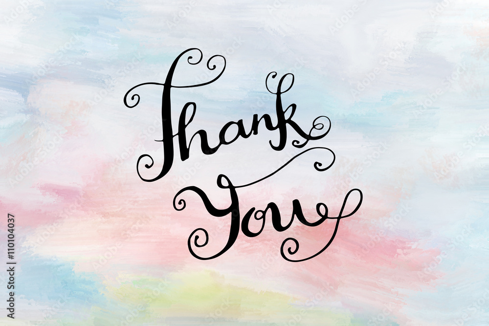 Thank you hand lettering message on pastel painted background Stock  Illustration | Adobe Stock