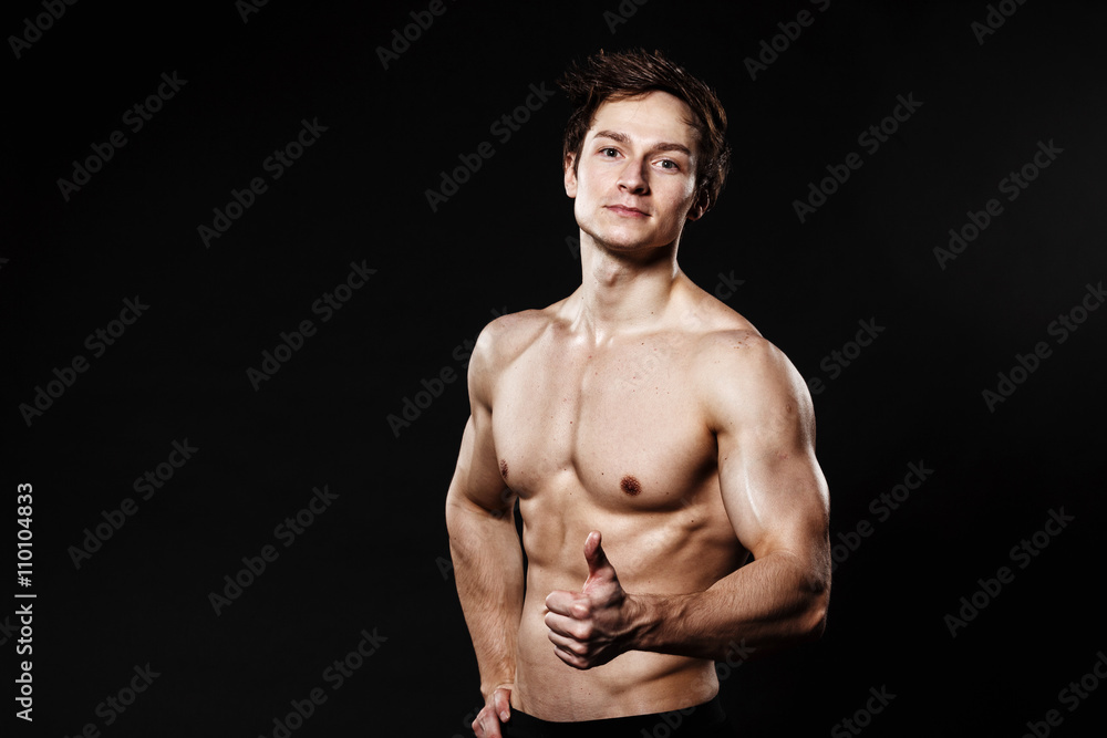 Healthy Man with Six Pack stock photo Image of iron  105605104