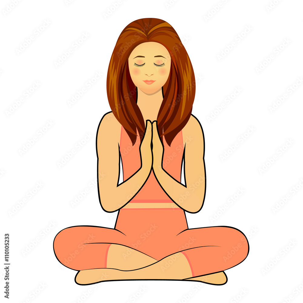 Woman in Yoga Practice Pose Namaste Concept Woman in Yoga Practice Pose Namaste Concept