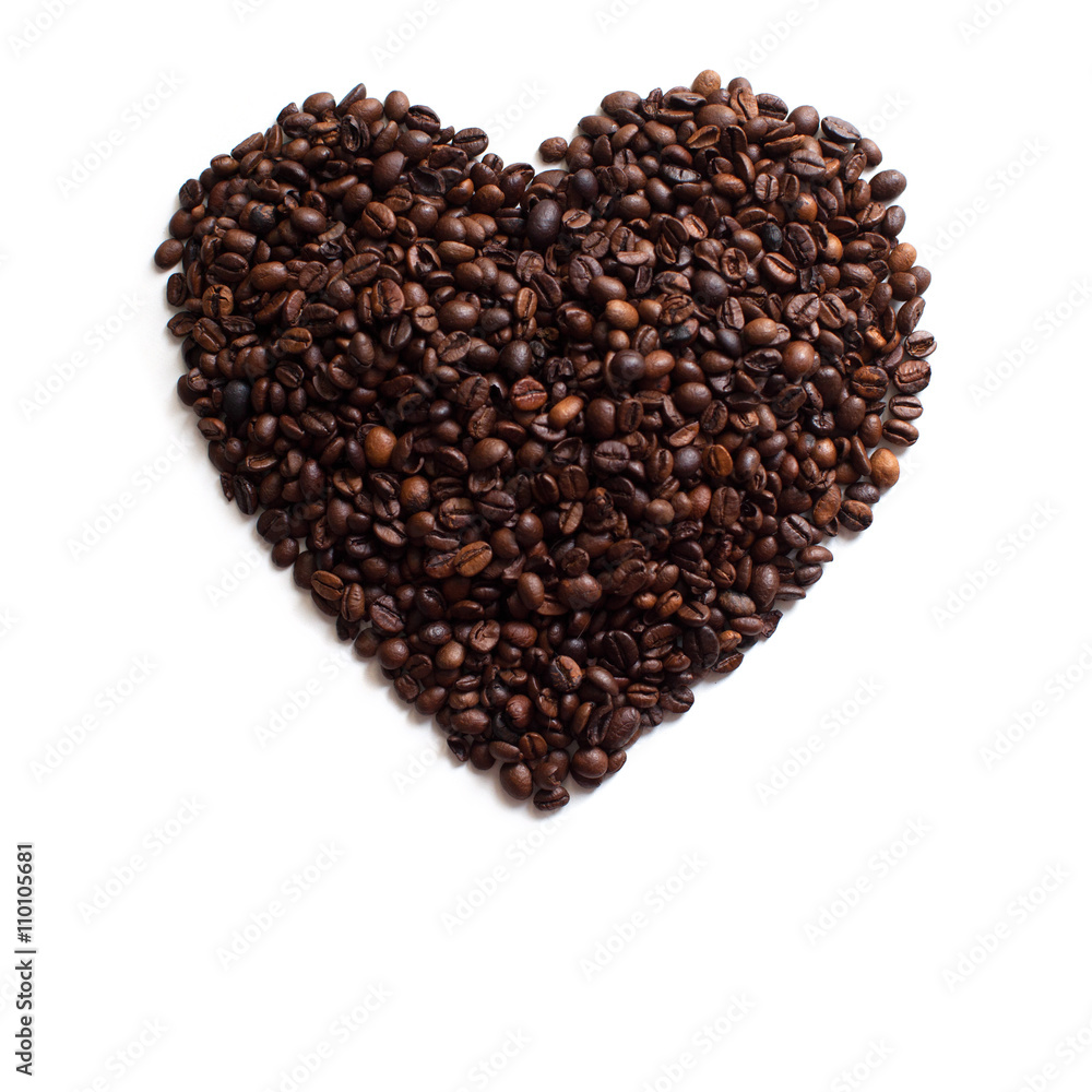 Heart Made of Coffee Beans, isolated on white Heart Made of Coffee Beans, isolated on white