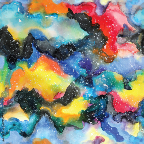 Watercolor galaxy illustration. Seamless pattern.