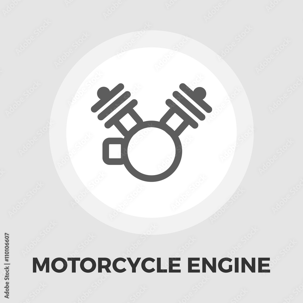 Motorcycle engine icon flat Motorcycle engine icon flat