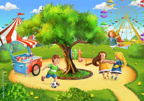 Park, playground vector background