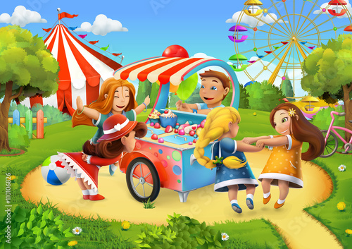 Park, playground vector background