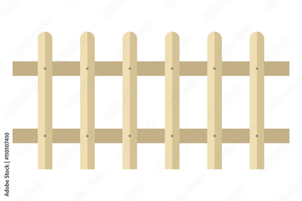 Flat design wooden fence icon isolated on white background. Flat design wooden fence icon isolated on white background.