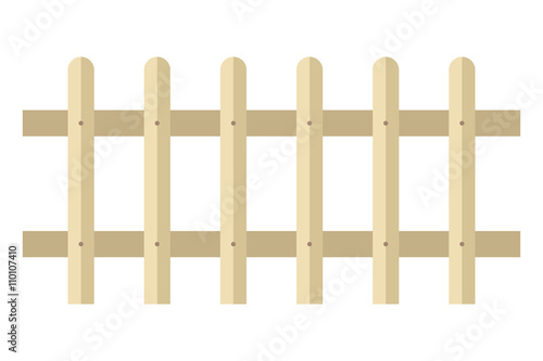 Flat design wooden fence icon isolated on white background.