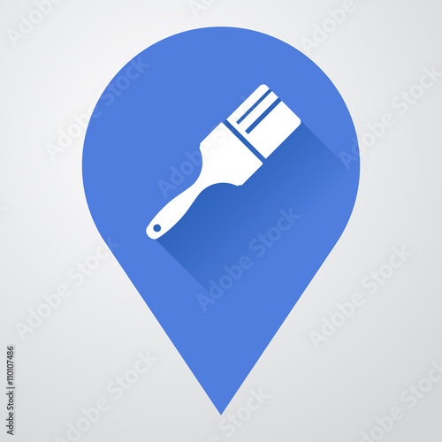 Icono plano localizacion con brocha con sombra