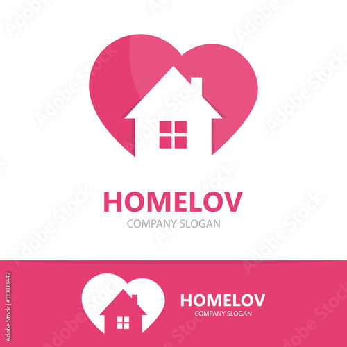 Vector logo combination of a heart and house