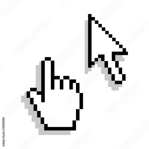 Pixel cursors hand and arrow