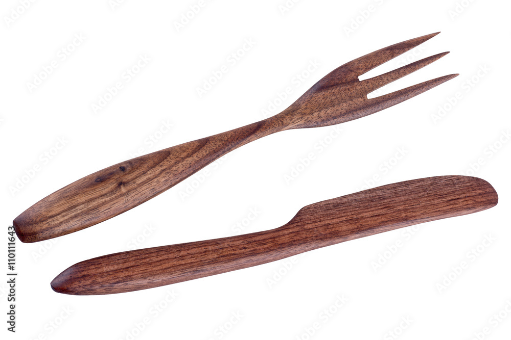 Wooden cutlery on a white background Wooden cutlery on a white background