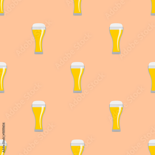 Glasses of light beer seamless pattern