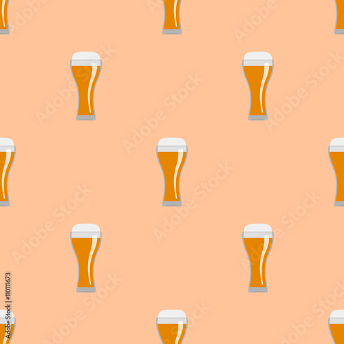 Glasses of wheat beer seamless pattern