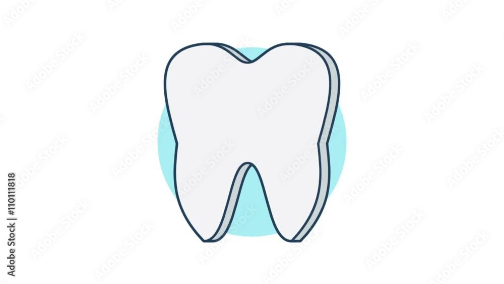 Tooth icon rotation 360 degrees. Looped animation. Line art style. Tooth icon rotation 360 degrees. Looped animation. Line art style.