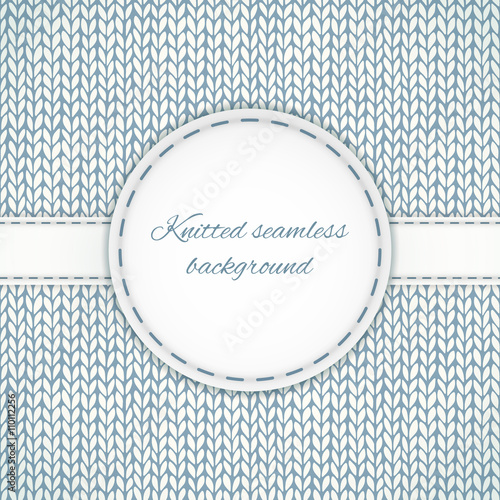 Seamless knitted background with stitched frame