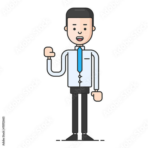 A man holding up his hand. Flat vector illustration isolated on white background
