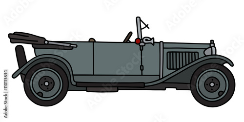 Vintage gray cabriolet / Hand drawing, vector illustration