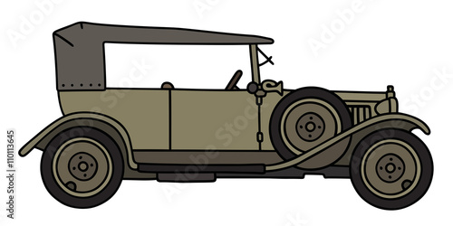 Vintage sand military car / Hand drawing, vector illustration