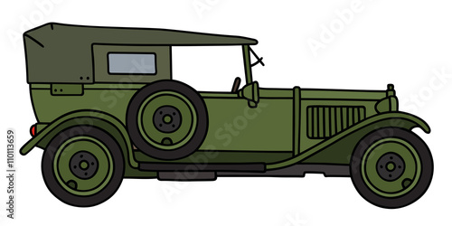 Vintage military car / Hand drawing, vector illustration