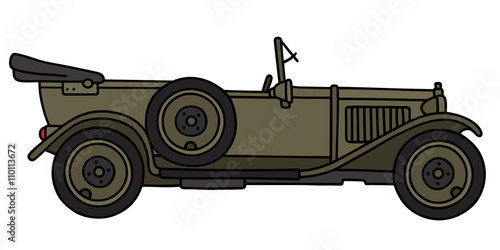 Vintage military car / Hand drawing, vector illustration
