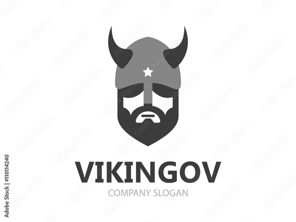 Viking head logo vector design. Head of warrior symbol or icon