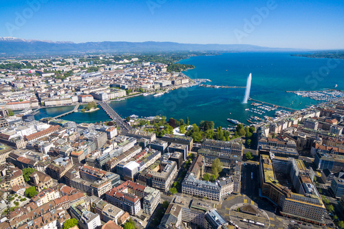 Aerial view of Geneva city in Switzerland