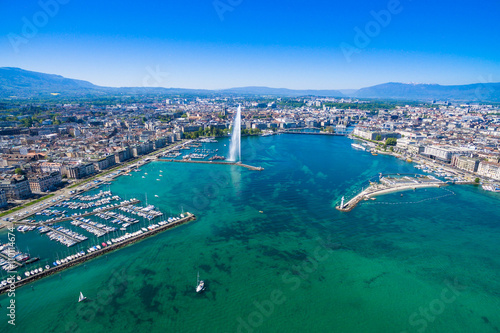 Aerial view of  Geneva city in Switzerland photo