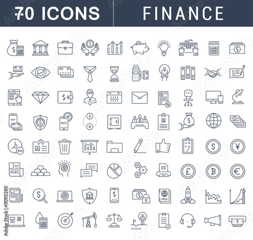 Set Vector Flat Line Icons Finance