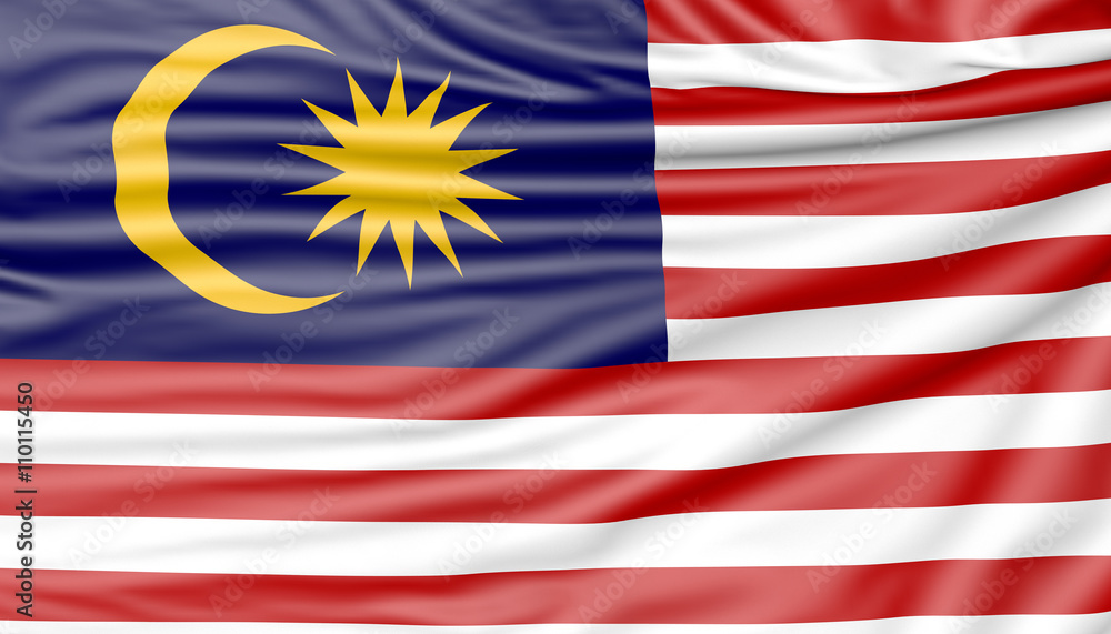 Flag of Malaysia, 3d illustration with fabric texture Flag of Malaysia, 3d illustration with fabric texture