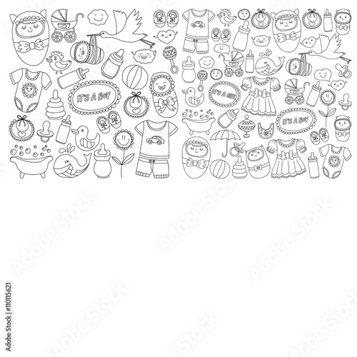 Baby icons Hand drawn doodle vector set © rudut2015