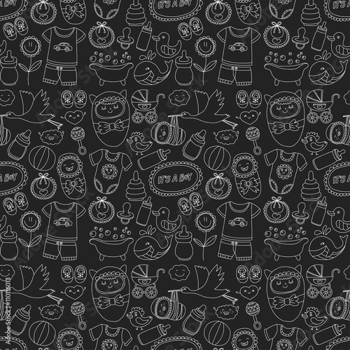 Baby icons Hand drawn doodle vector set