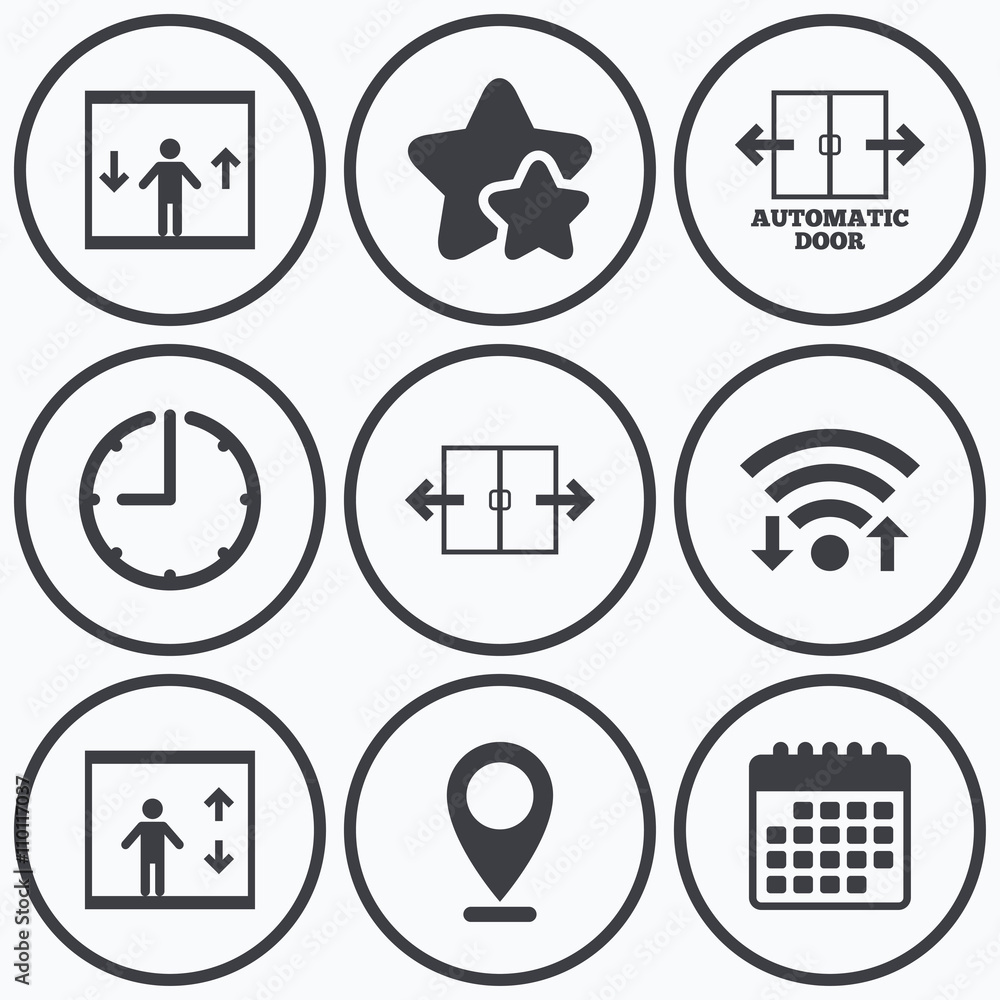 Fototapeta premium Automatic door icons. Elevator symbols.