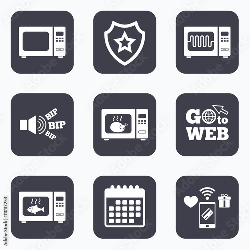 Microwave oven icons. Cook in electric stove.