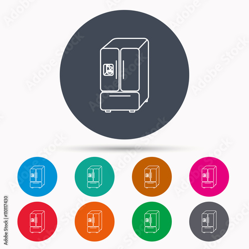 American fridge icon. Refrigerator with ice sign