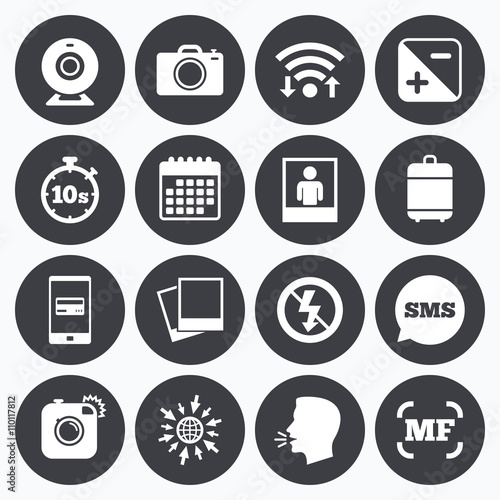 Photo, video icons. Camera, photos and frame.