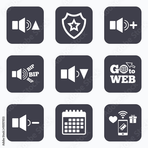 Player control icons. Sound louder and quieter.