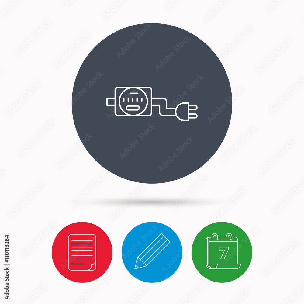Electric counter icon. Electricity with plug. Electric counter icon. Electricity with plug.