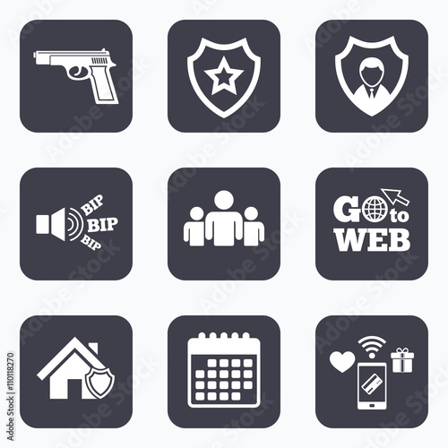 Security agency icons. Home shield protection.