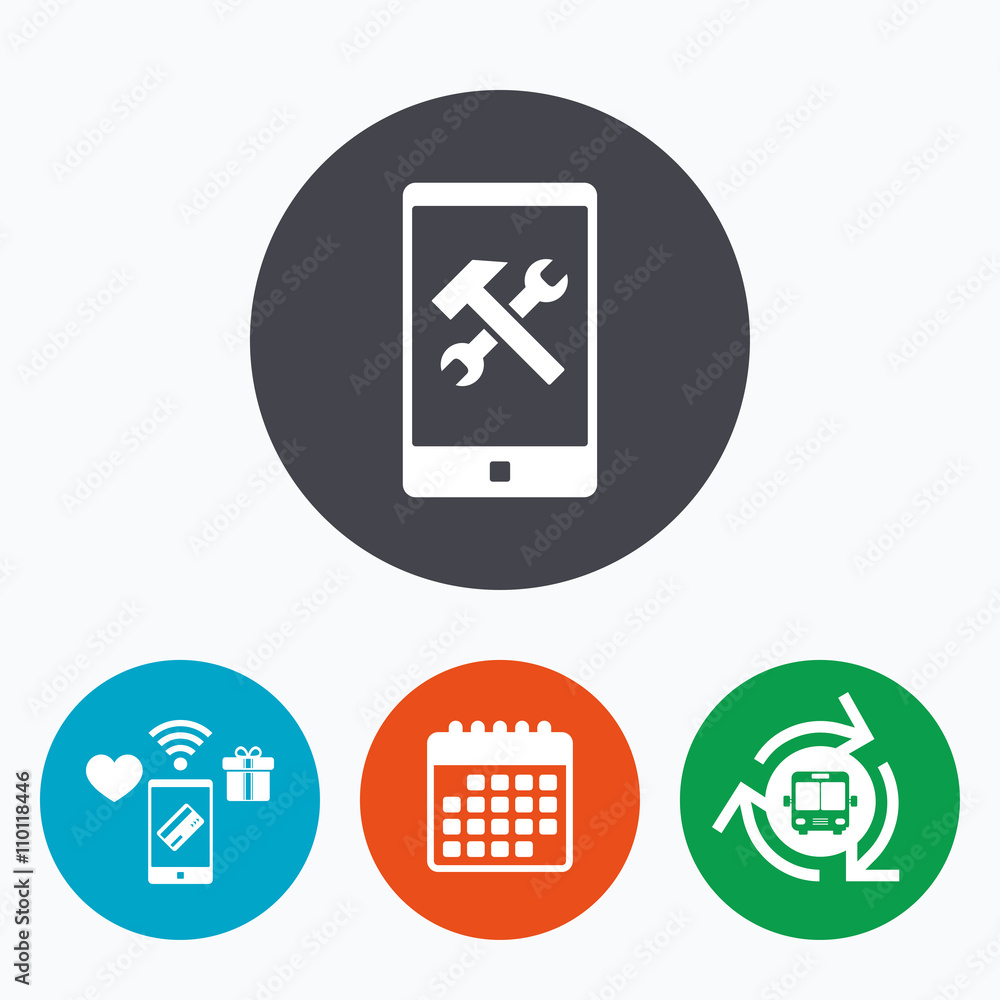 Smartphone repair sign icon. Service symbol. Smartphone repair sign icon. Service symbol.