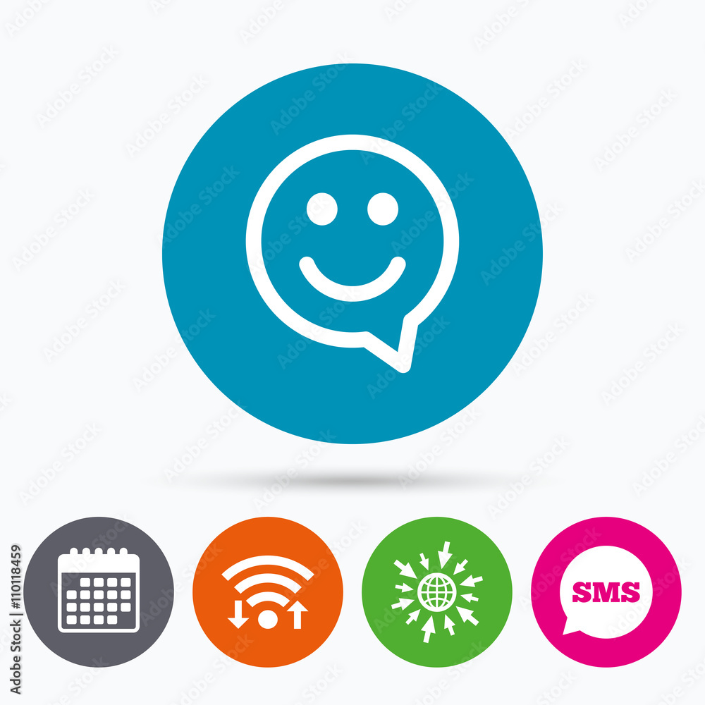 Happy face speech bubble symbol. Smile icon. Happy face speech bubble symbol. Smile icon.