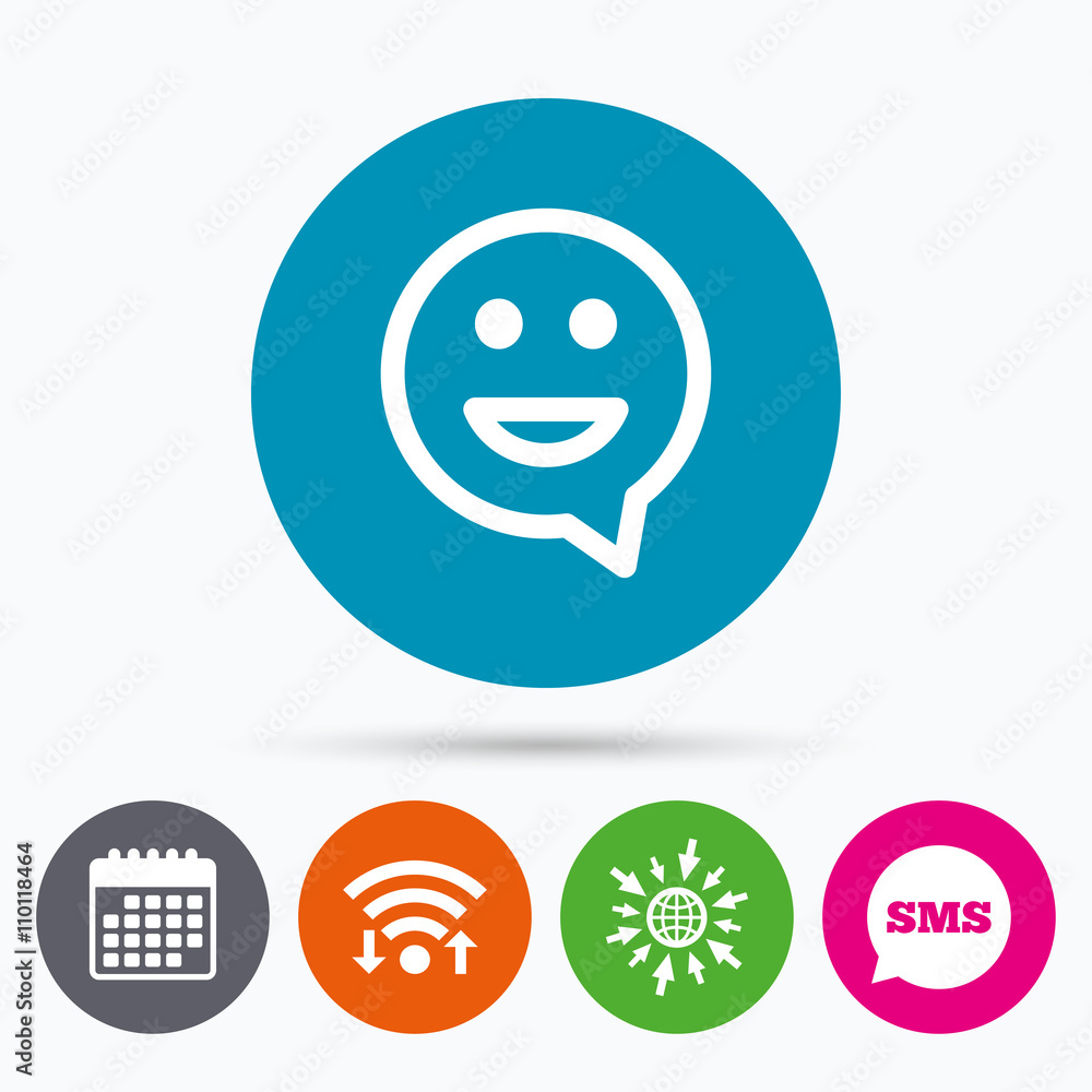 Happy face speech bubble symbol. Smile icon. Happy face speech bubble symbol. Smile icon.