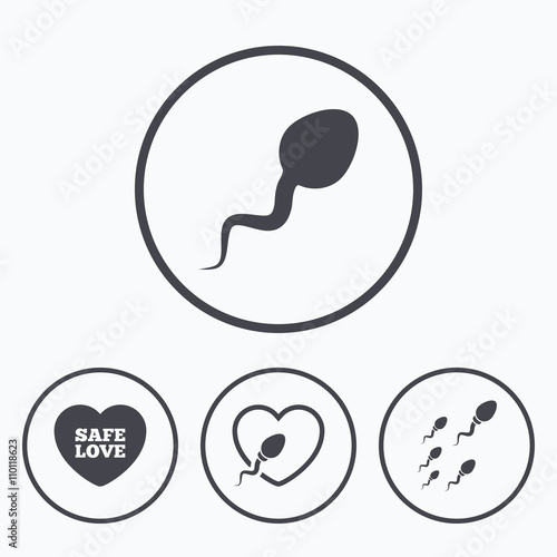 Sperm icons. Fertilization or insemination signs