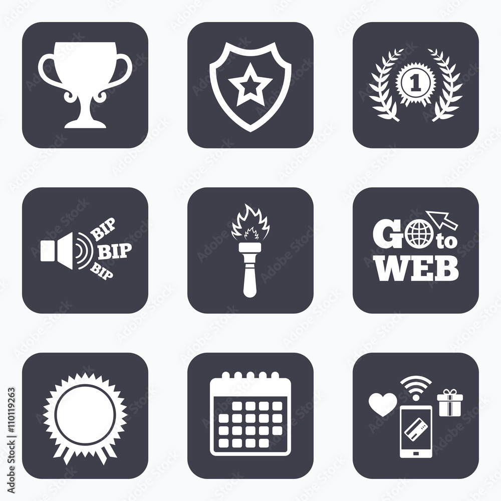 First place award cup icons. Prize for winner. First place award cup icons. Prize for winner.