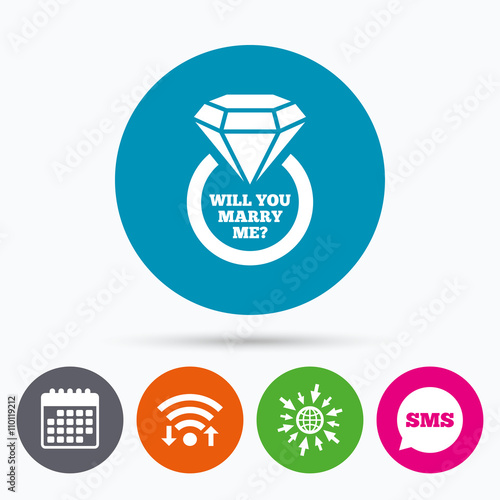 Marry me ring sign icon. Engagement symbol.
