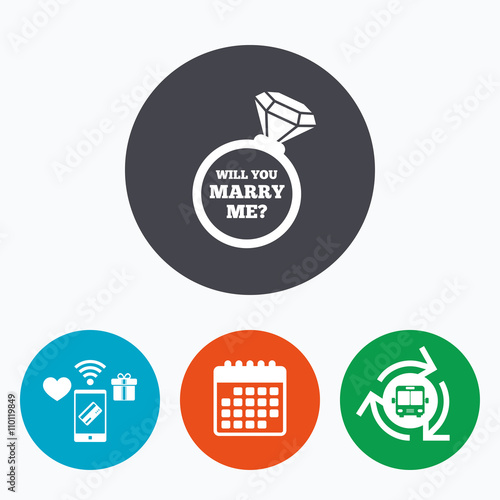 Marry me ring sign icon. Engagement symbol.