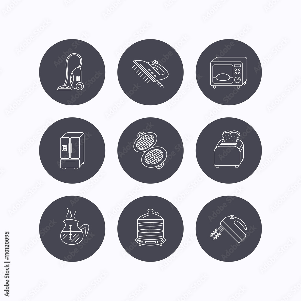 Fototapeta premium Microwave oven, coffee and blender icons.