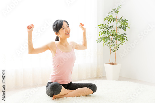 attractive asian woman exercise image