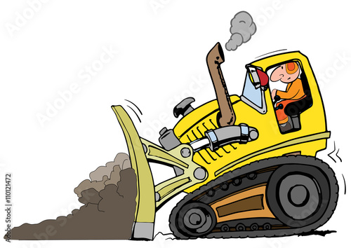 Cartoon bulldozer in work