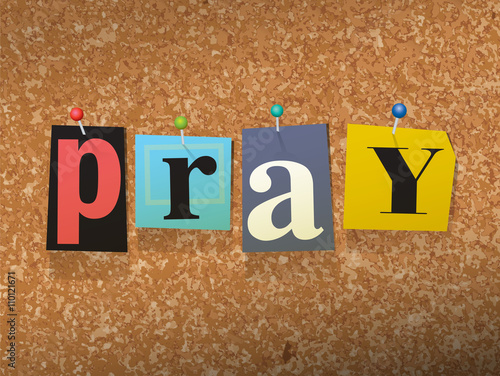Pray Pinned Paper Concept Illustration