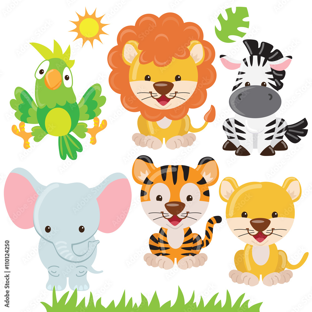 Fototapeta premium Jungle animals vector illustration 