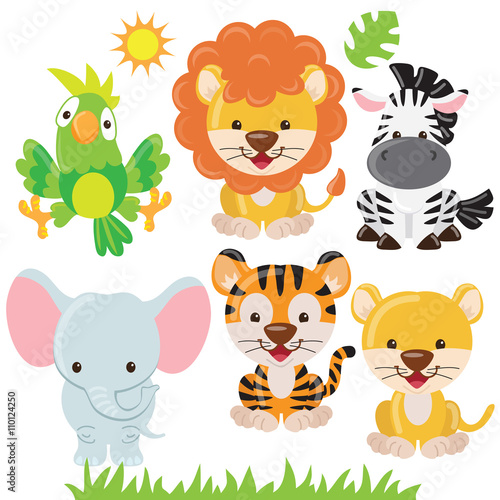 Jungle animals vector illustration 